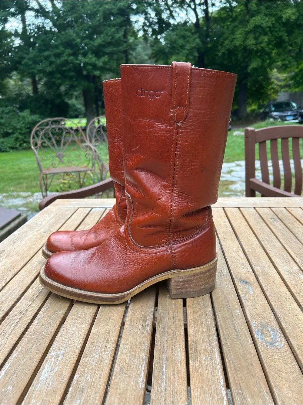 Dingo Vintage Men's Campus Leather Boots - Chestnut Brown